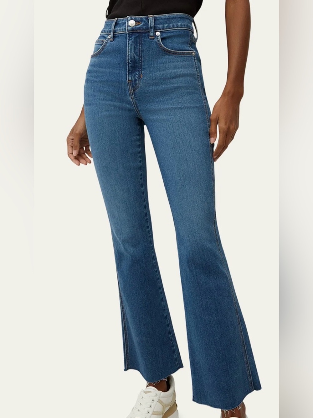 Veronica Beard Carson Ankle Flare Jeans 27 Quiet Luxury Designer Denim Raw Hem